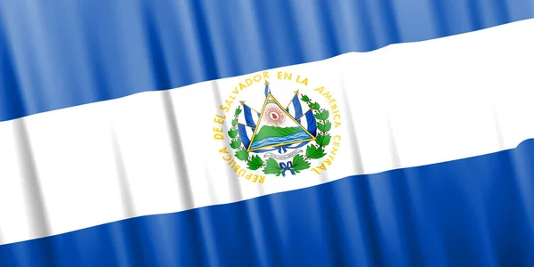 Wavy vector flag of El Salvador — Vetor de Stock