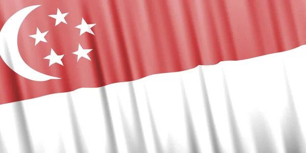 Wavy vector flag of Singapore — Stok Vektör
