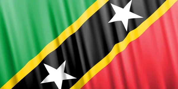 Wavy vector flag of Saint Kitts and Nevis — Stock Vector