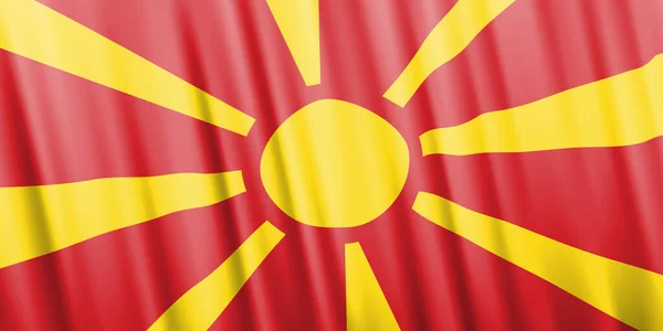 Wavy vector flag of North Macedonia — Stock Vector
