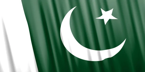 Vågig vektor flagga av Pakistan — Stock vektor