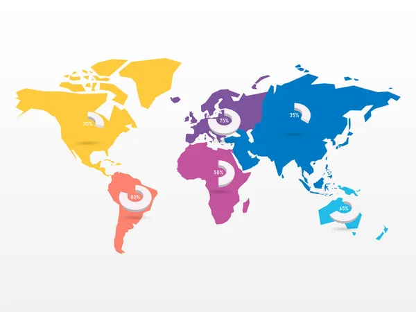 World map and continents infographics — 스톡 벡터