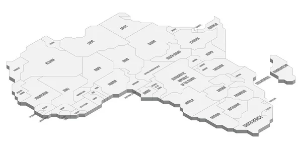 Isometrische politieke kaart van Afrika — Stockvector