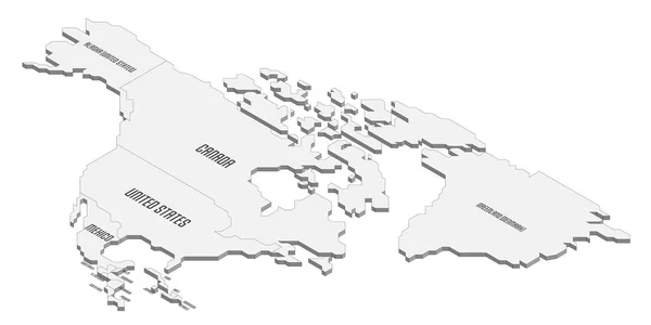 Carte politique isométrique de l'Amérique du Nord — Image vectorielle