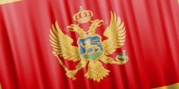 Wavy vector flag of Montenegro — Stock Vector