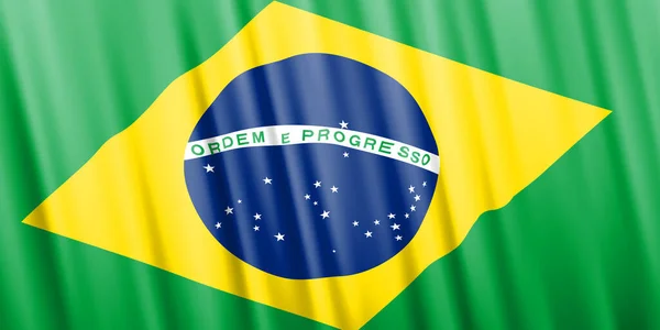 Wavy vector flag of Brazil — Stok Vektör