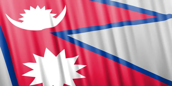 Wavy vector flag of Nepal — Vettoriale Stock
