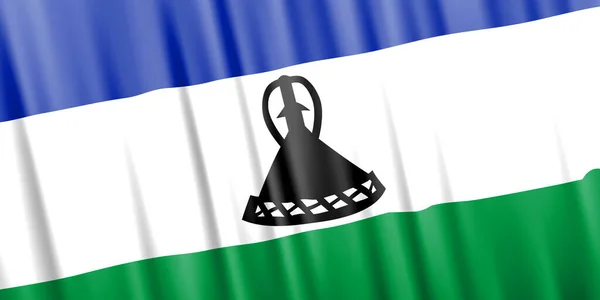 Wavy vector flag of Lesotho — Vector de stock