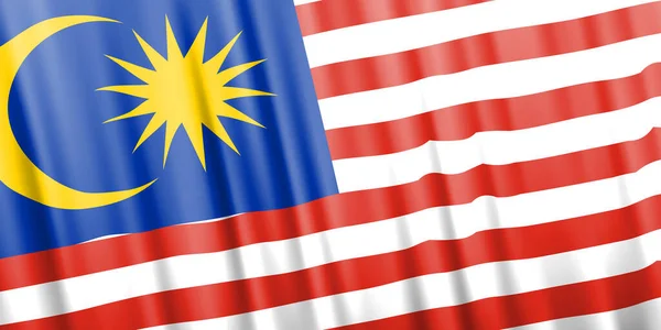 Wavy vector flag of Malaysia — Stok Vektör