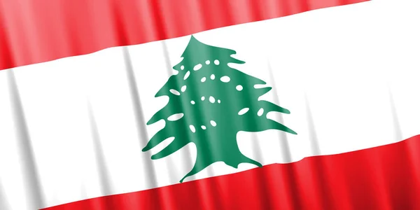 Wavy vector flag of Lebanon — 스톡 벡터