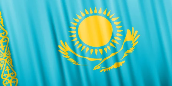 Wellenförmige Vektorfahne Kasachstans — Stockvektor