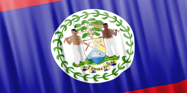 Wavy vector flag of Belize — 스톡 벡터