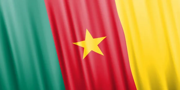 Κυματιστή σημαία φορέα του Καμερούν — Διανυσματικό Αρχείο