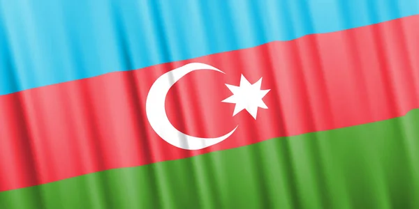 Wavy vector flag of Azerbaijan — стоковый вектор