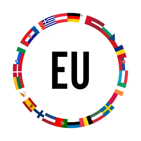 Národní vlajky Země EU v kruhu — Stockový vektor
