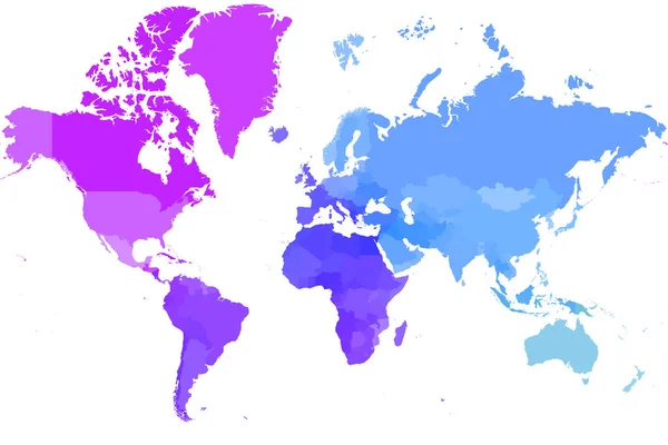 Carte politique colorée du monde. — Image vectorielle