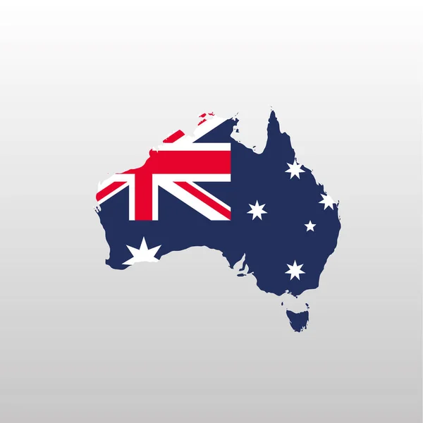 Drapeau national Australie dans la silhouette de la carte du pays — Image vectorielle