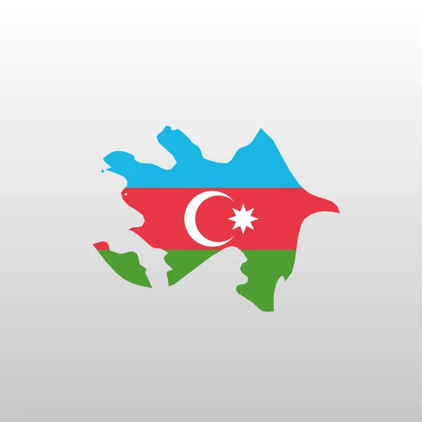 Ázerbájdžánská národní vlajka v siluetě mapy země — Stockový vektor