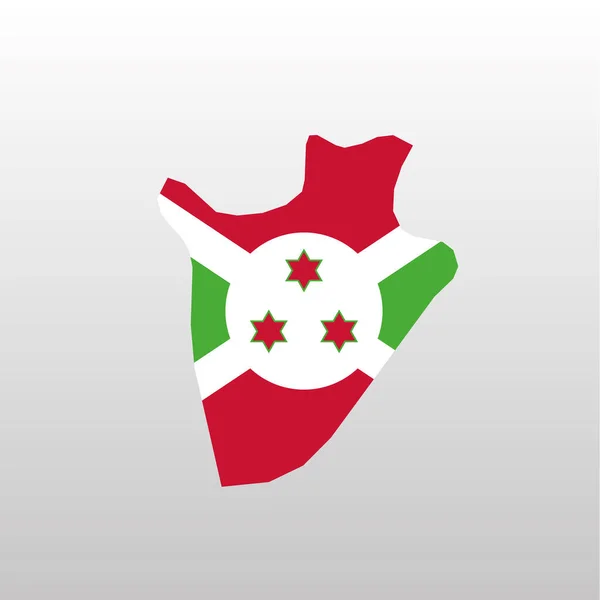 Bandera nacional de Burundi en la silueta del mapa del país — Vector de stock