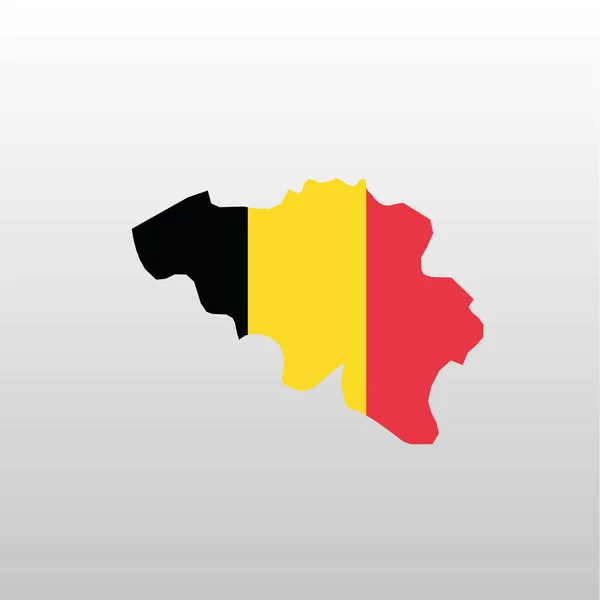 Drapeau national de Belgique en silhouette de carte du pays — Image vectorielle