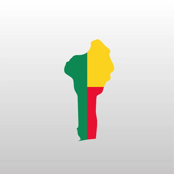 Національний прапор Беніну на карті силуету. — стоковий вектор