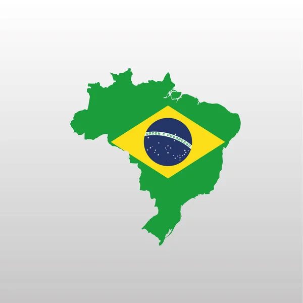 Ülke haritasında Brezilya ulusal bayrağı silueti — Stok Vektör