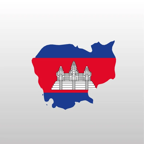 캄보디아 의국 국기 - 지도 실루엣 — 스톡 벡터