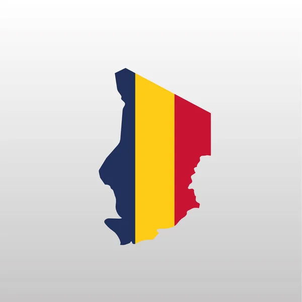 Tsjaad nationale vlag in landkaart silhouet — Stockvector