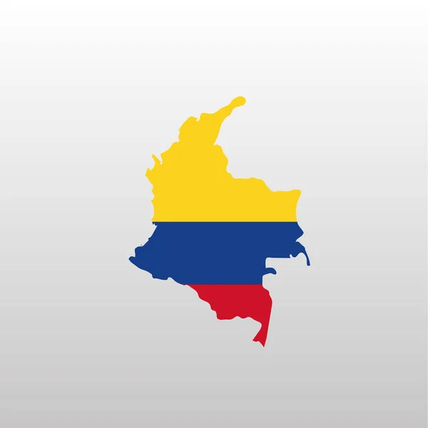 Colombia bandiera nazionale nel paese mappa silhouette — Vettoriale Stock