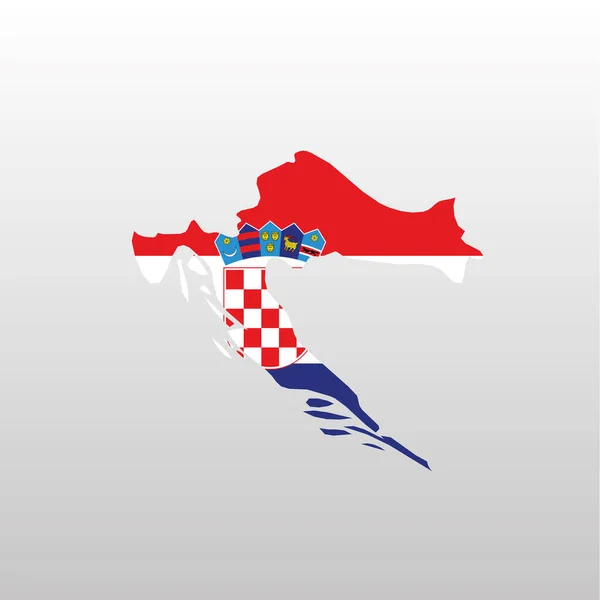 Flaga narodowa Chorwacji w sylwetce mapy kraju — Wektor stockowy