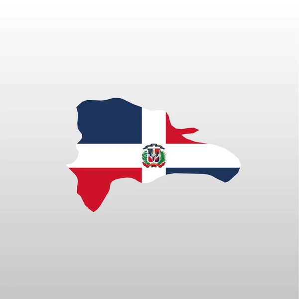 도미니카 공화국의 국기가 걸려 있는 나라 지도 실루엣 — 스톡 벡터