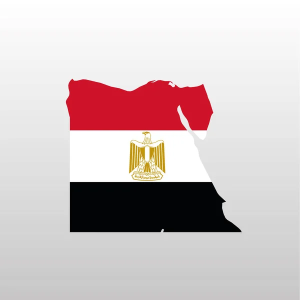 Egitto bandiera nazionale nel paese mappa silhouette — Vettoriale Stock