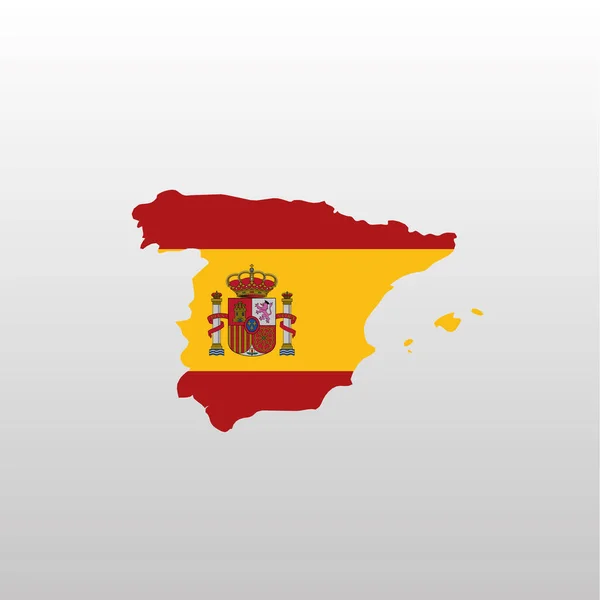 Drapeau national d'Espagne dans la silhouette de la carte du pays — Image vectorielle