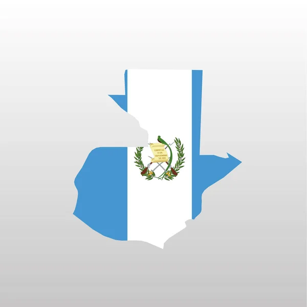 Εθνική σημαία της Γουατεμάλας στη σιλουέτα χάρτη χώρας — Διανυσματικό Αρχείο