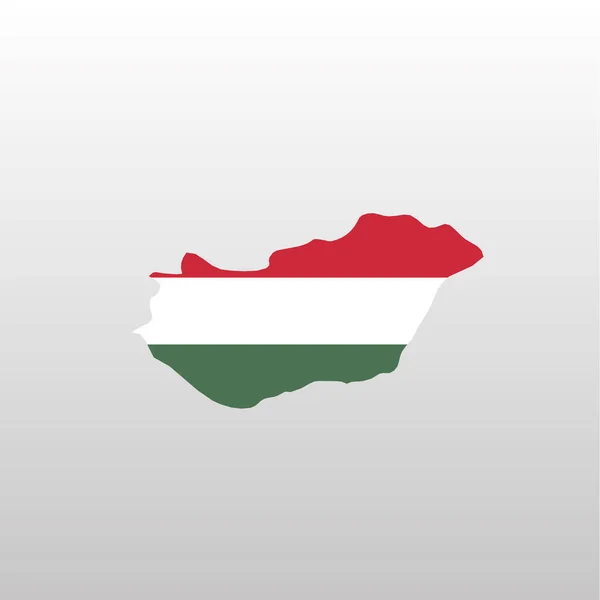 Bandera nacional de Hungría en el mapa del país silueta — Archivo Imágenes Vectoriales