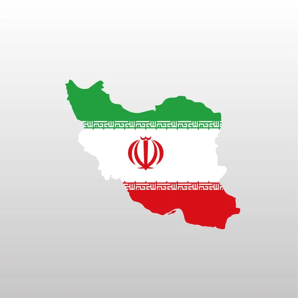 Bandiera nazionale iraniana nella silhouette della carta nazionale — Vettoriale Stock