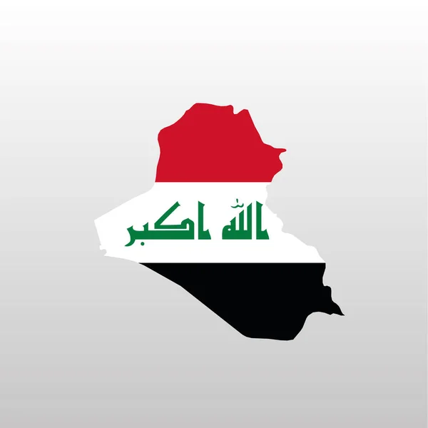 Bandiera nazionale irachena nella silhouette della carta nazionale — Vettoriale Stock