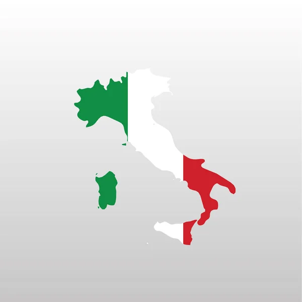 Italien Nationalflagge in der Silhouette der Landkarte — Stockvektor