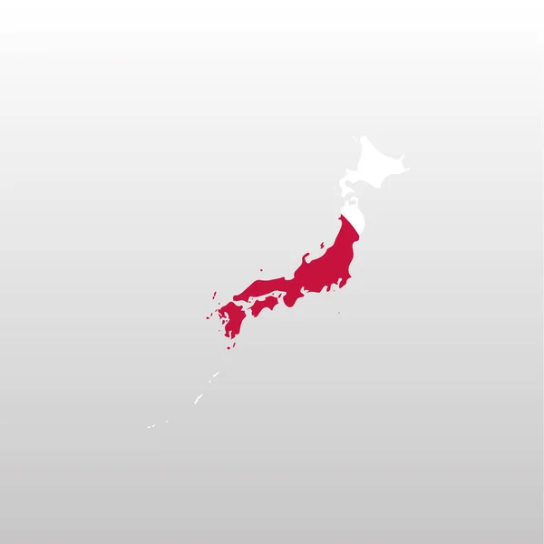 Japan national flagga i land karta siluett — Stock vektor