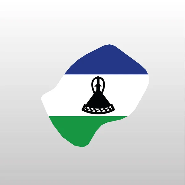 Bandera nacional Lesotho en silueta de mapa de país — Vector de stock