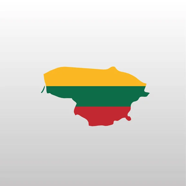 Εθνική σημαία της Λιθουανίας στη σιλουέτα χάρτη χώρας — Διανυσματικό Αρχείο