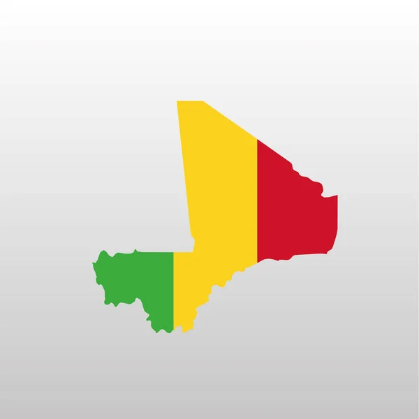 Bandera nacional de Malí en la silueta del mapa del país — Archivo Imágenes Vectoriales