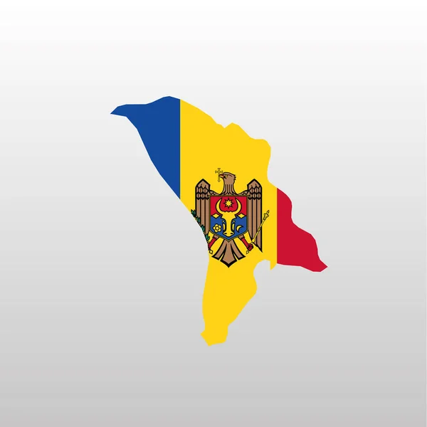 Moldova nemzeti zászló országtérképen sziluett — Stock Vector