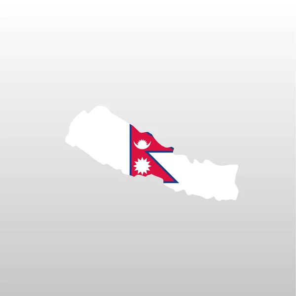 Εθνική σημαία Νεπάλ σε σιλουέτα χάρτη χώρας — Διανυσματικό Αρχείο