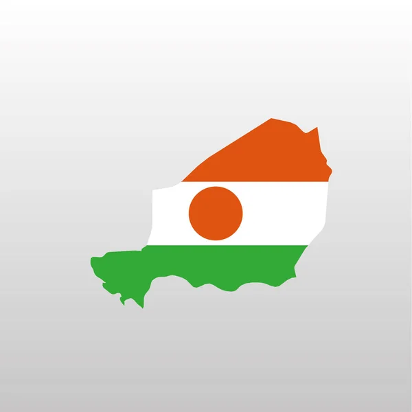 Εθνική σημαία του Νίγηρα στη σιλουέτα χάρτη χώρας — Διανυσματικό Αρχείο