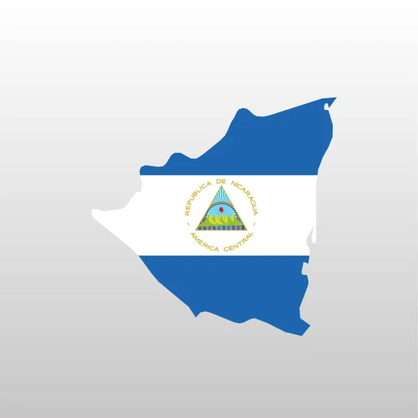 Εθνική σημαία της Νικαράγουας στη σιλουέτα χάρτη χώρας — Διανυσματικό Αρχείο