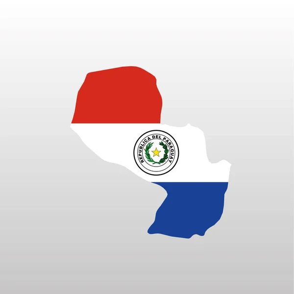 Bandera de Paraguay en el mapa de país silueta — Vector de stock