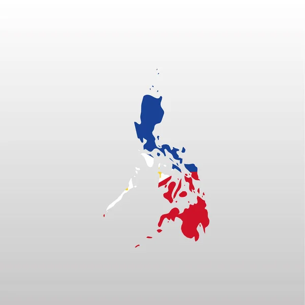 Fülöp-szigetek nemzeti zászló országtérképen sziluett — Stock Vector