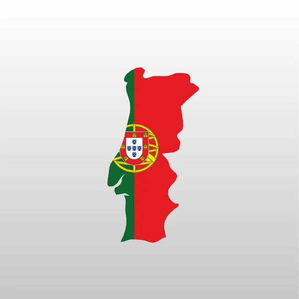 Bendera nasional Portugal dalam peta negara siluet - Stok Vektor