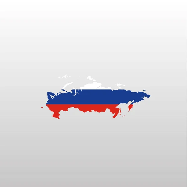 Russische nationale vlag in silhouet landkaart — Stockvector